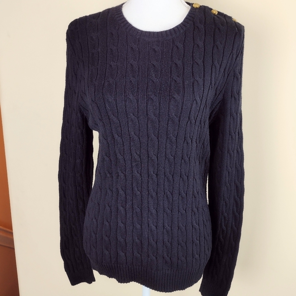 Lauren Ralph Lauren Black Cable Knit Sweater